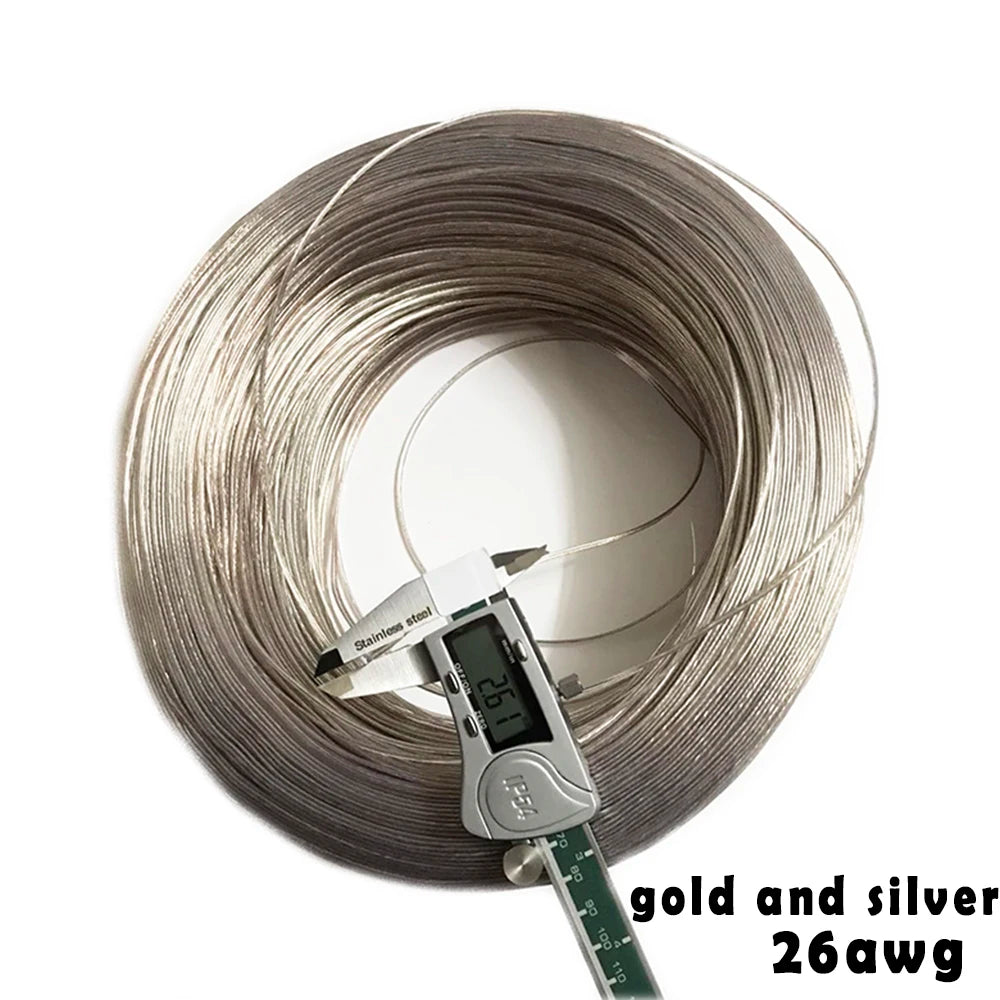 30m/50Meters Transparent line 26AWG PVC Tinned Bare Cord Double Silver Cable Copper Wire Audio Cable Speaker Wire