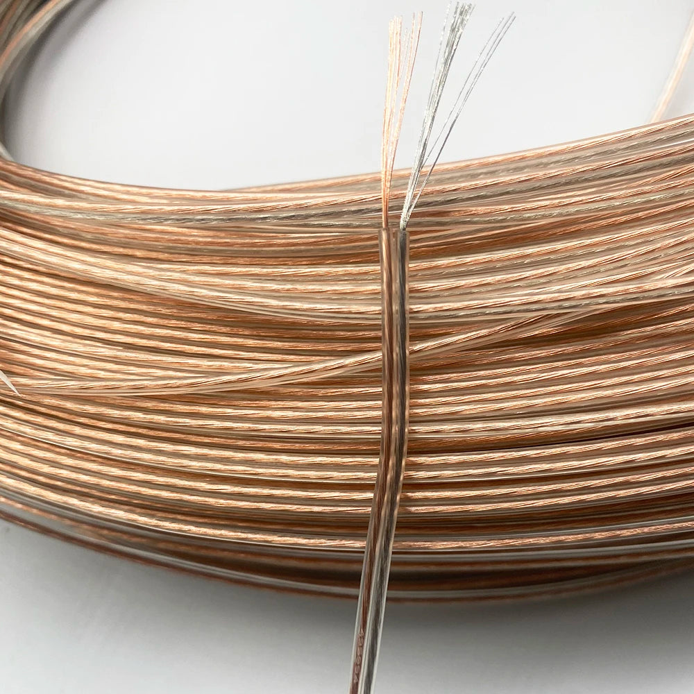 30m/50Meters Transparent line 26AWG PVC Tinned Bare Cord Double Silver Cable Copper Wire Audio Cable Speaker Wire