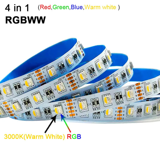 5M 300LEDs Waterproof RGB LED Strip 5050 DC12V 60LEDs/M Flexible Light Belt Led Ribbon Tape Home Decoration 24V RGBW Lamp Strips