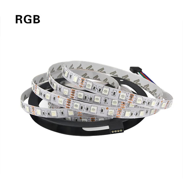 5M/roll 5050 SMD LED Strip Light 12V RGB Pink Yellow Ice Blue RGBW Diode Tape Ribbon Lighting For Home Decor Lamp
